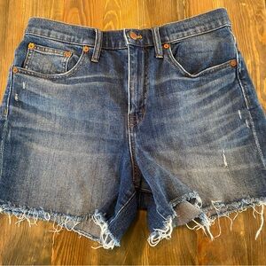 Madewell distressed high rise denim shorts